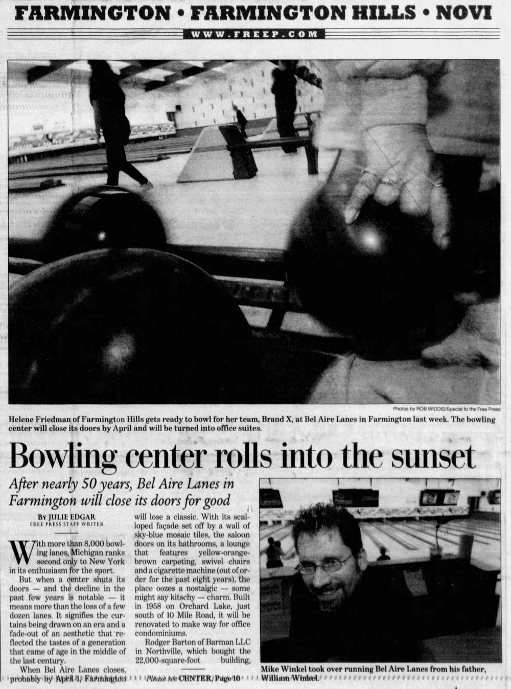 Bel Aire Lanes - Feb 2005 Article On Closing (newer photo)